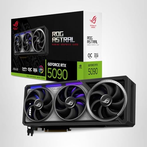 ASUS ROG Astral GeForce RTX™ 5090 OC Edition Graphics Card, NVIDIA (PCIe® 5.0, 32GB GDDR7, HDMI®/DP 2.1, 3.8-Slot, 4-Fan Design, Axial-tech Fans, Patented Vapor Chamber, Phase-Change GPU Thermal Pad)