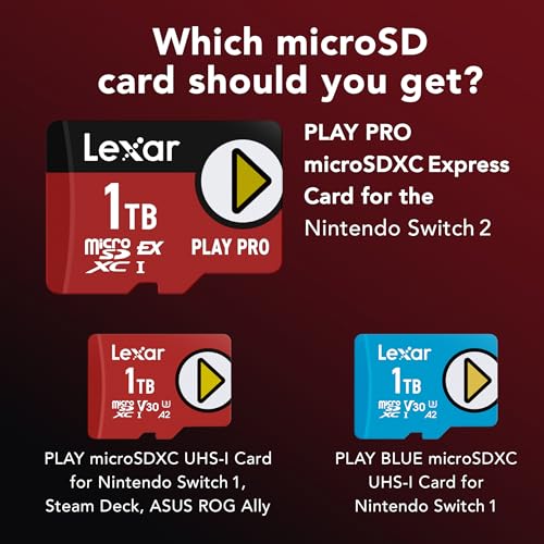 Lexar 1TB Play PRO microSD Express Card, UHS-I, C10, U3, V30, Full HD, 4K, Up to 900/600 MB/s Memory Card, Nintendo-Switch 2, ASUS ROG Ally, Steam Deck (LMSXPS0001T-BNNNU) - Image #0