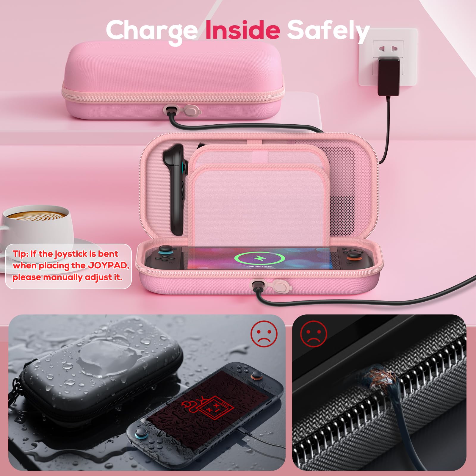 Auarte [Charge inside] Carrying Case for Nintendo Switch 2 2025 / Switch OLED / Switch with Adapter and for Joy Cons Storage, Travel Case for Switch 2 Console with 22 Game Card Storage