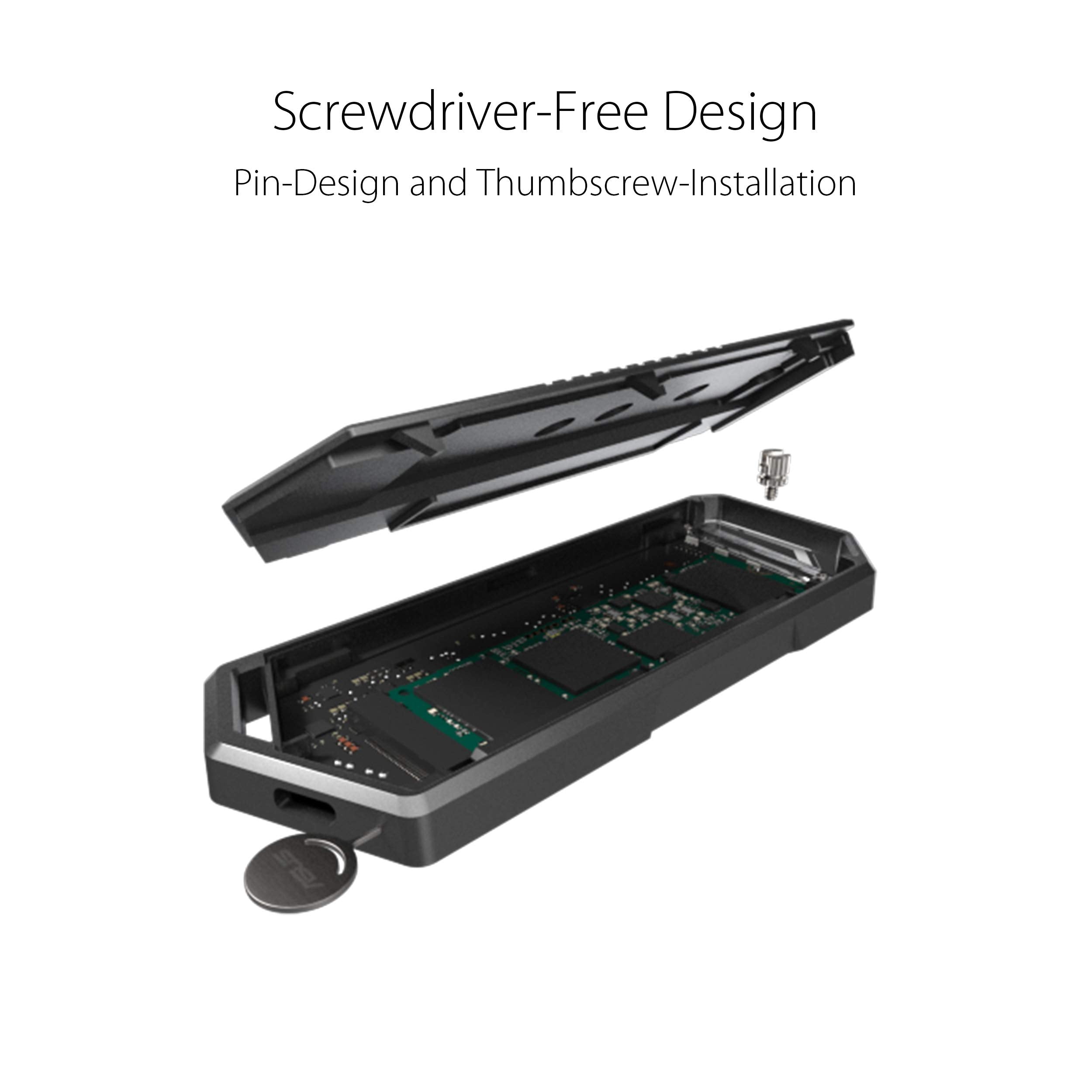 ASUS ROG Strix Arion White M.2 NVMe SSD Enclosure-USB3.2 Gen 2x1 Type-C (10Gbps), Dual USB-C to C & USB-C to A, Screwdriver-Free, Thermal Pads Included, Fits PCIe 2280/2260/2242/2230 M Key/B+M Key