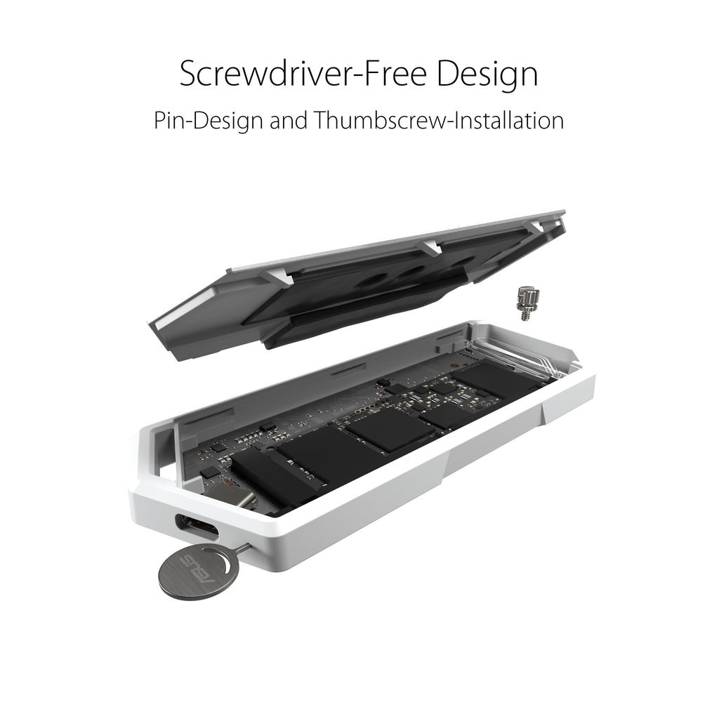 ASUS ROG Strix Arion White M.2 NVMe SSD Enclosure-USB3.2 Gen 2x1 Type-C (10Gbps), Dual USB-C to C & USB-C to A, Screwdriver-Free, Thermal Pads Included, Fits PCIe 2280/2260/2242/2230 M Key/B+M Key