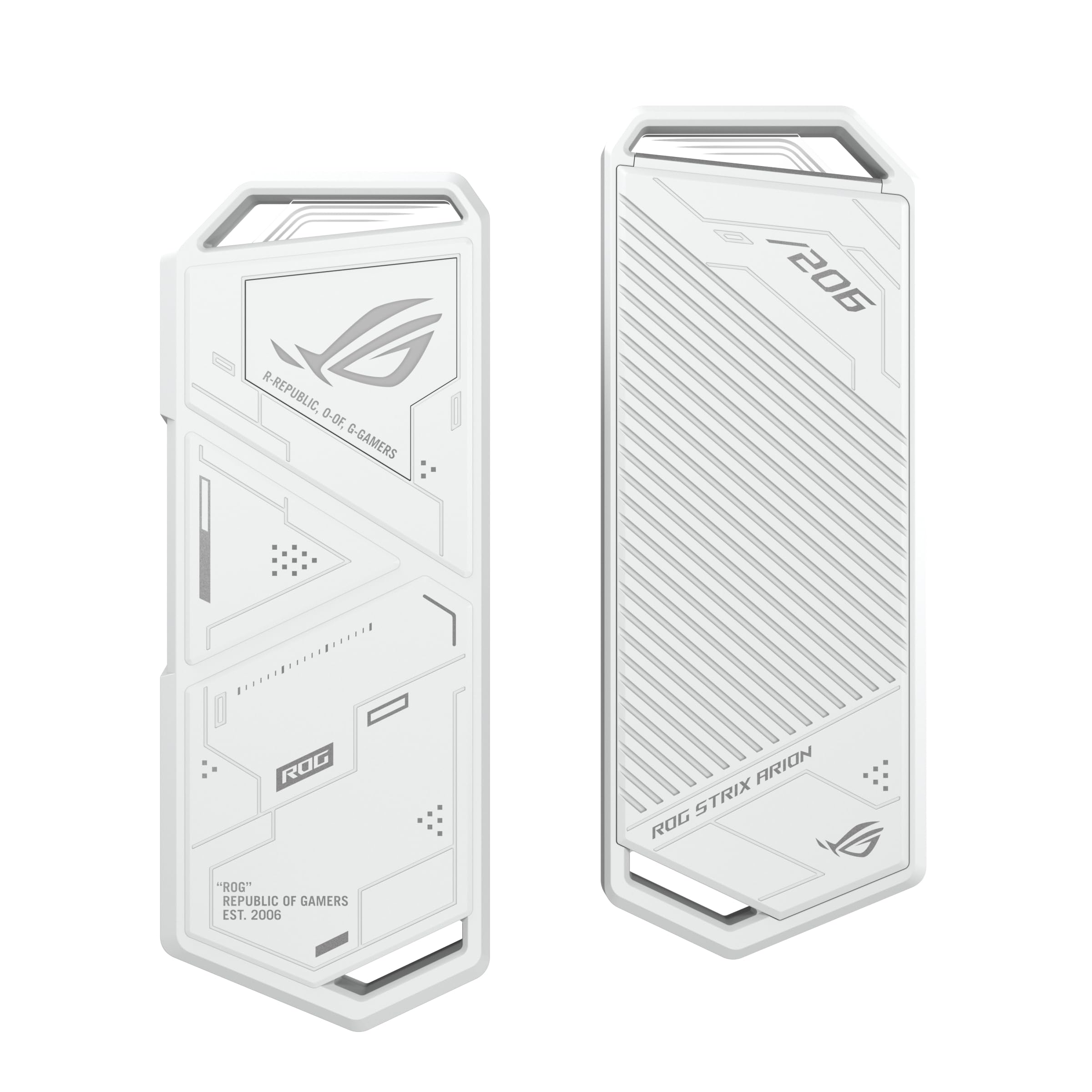 ASUS ROG Strix Arion White M.2 NVMe SSD Enclosure-USB3.2 Gen 2x1 Type-C (10Gbps), Dual USB-C to C & USB-C to A, Screwdriver-Free, Thermal Pads Included, Fits PCIe 2280/2260/2242/2230 M Key/B+M Key