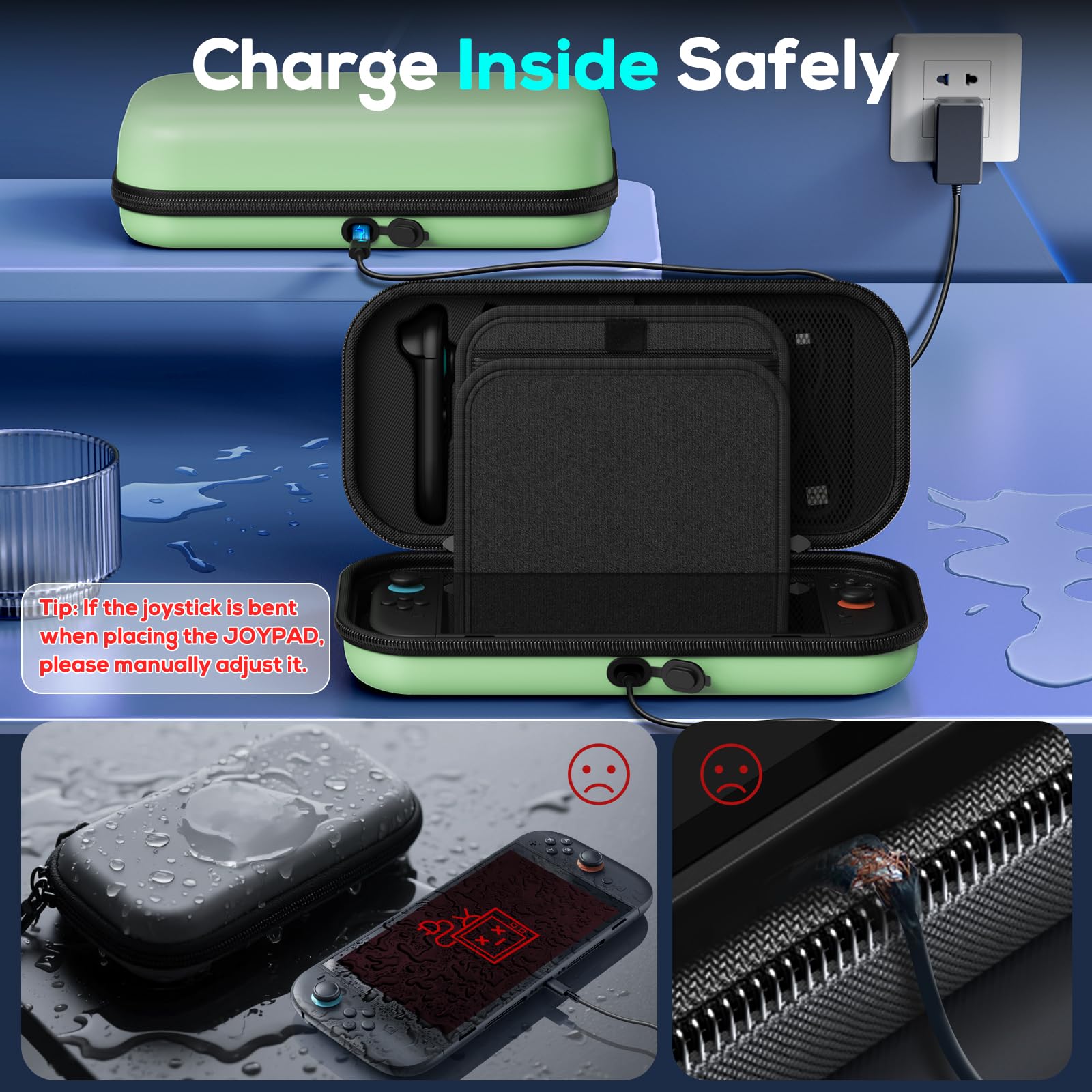 Auarte [Charge inside] Carrying Case for Nintendo Switch 2 2025 / Switch OLED / Switch with Adapter and for Joy Cons Storage, Travel Case for Switch 2 Console with 22 Game Card Storage