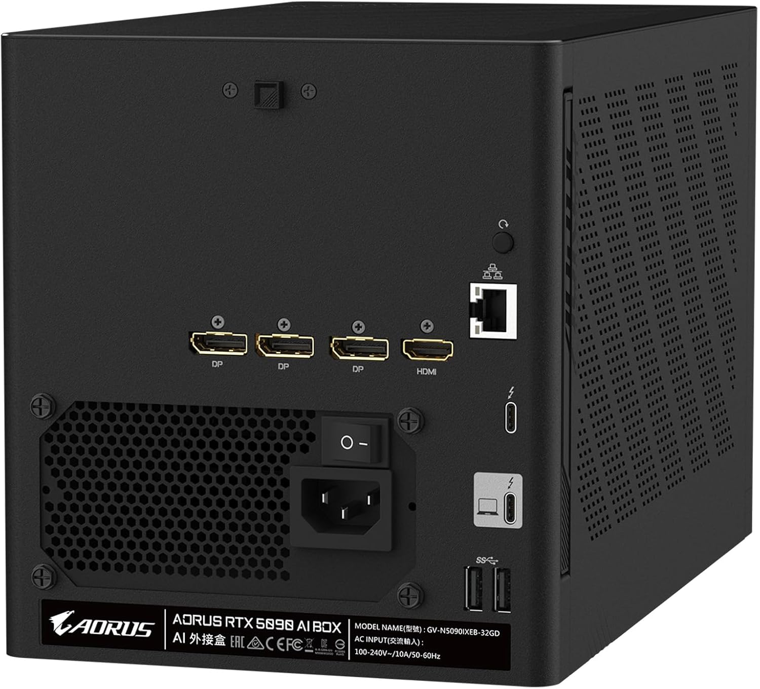 GIGABYTE AORUS RTX 5090 AI Box Graphics Card - External GPU (32GB GDDR7, 512-bit, PCIe 5.0, HDMI/DP 2.1b, 240mm Radiator, Silent Fans, Direct-Coverage Copper Plate, Thunderbolt 5™)