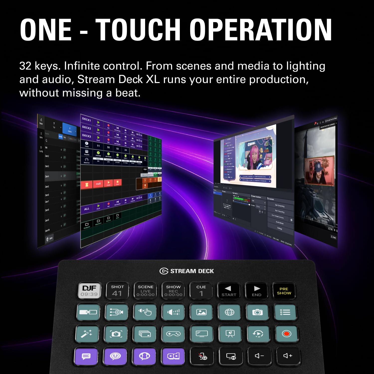 Elgato Stream Deck XL – Advanced Studio Controller, 32 Macro Keys, Trigger Actions in apps and Software Like OBS, Twitch, YouTube and More, USB, Works with Mac and PC