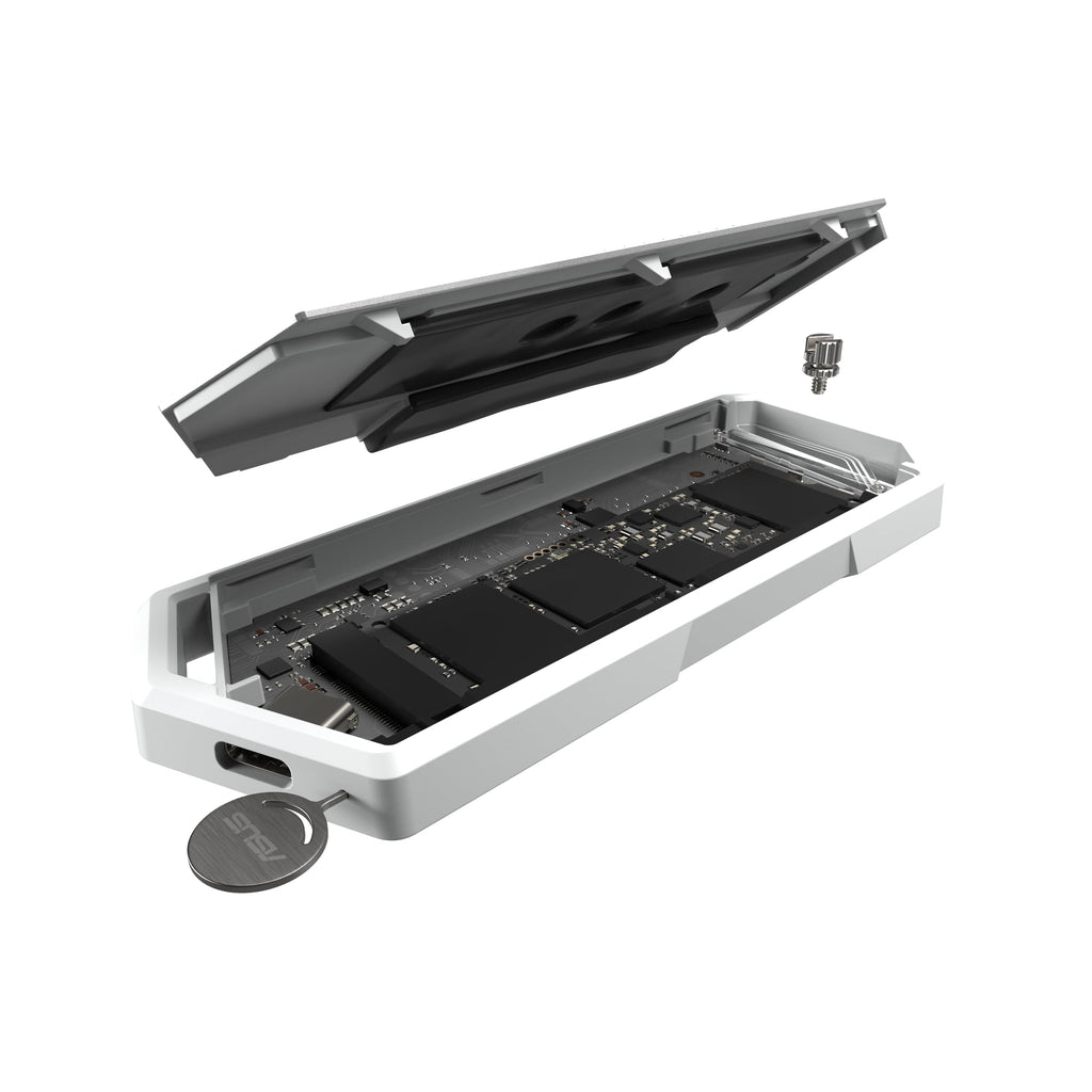 ASUS ROG Strix Arion White M.2 NVMe SSD Enclosure-USB3.2 Gen 2x1 Type-C (10Gbps), Dual USB-C to C & USB-C to A, Screwdriver-Free, Thermal Pads Included, Fits PCIe 2280/2260/2242/2230 M Key/B+M Key