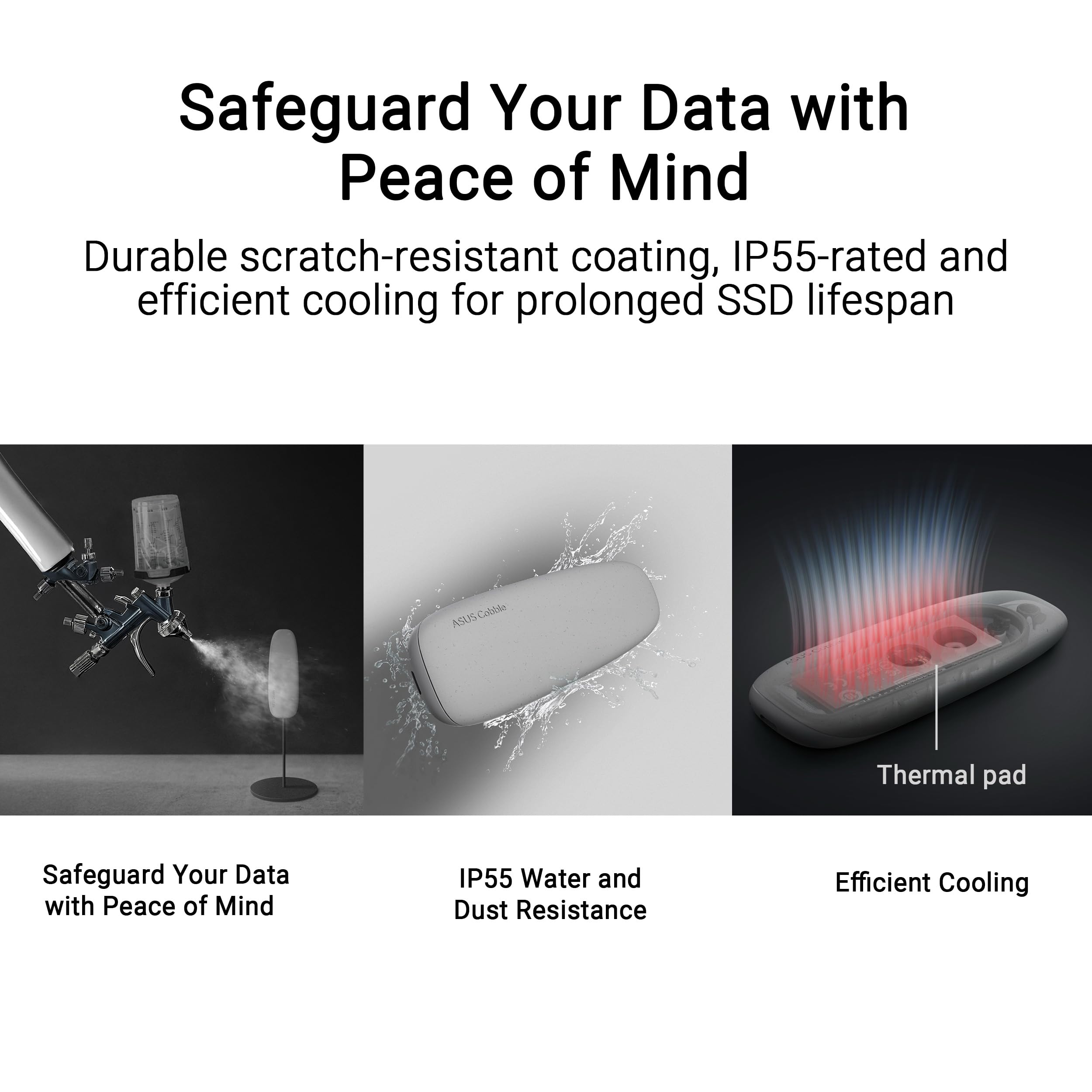 ASUS ROG Strix Arion White M.2 NVMe SSD Enclosure-USB3.2 Gen 2x1 Type-C (10Gbps), Dual USB-C to C & USB-C to A, Screwdriver-Free, Thermal Pads Included, Fits PCIe 2280/2260/2242/2230 M Key/B+M Key