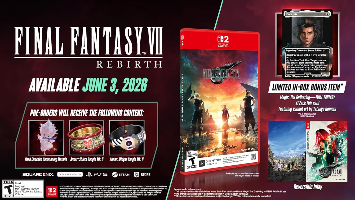 FINAL FANTASY VII REBIRTH – Nintendo Switch 2 (Day One Edition Includes Exclusive Magic: The Gathering—FINAL FANTASY Promo Card)