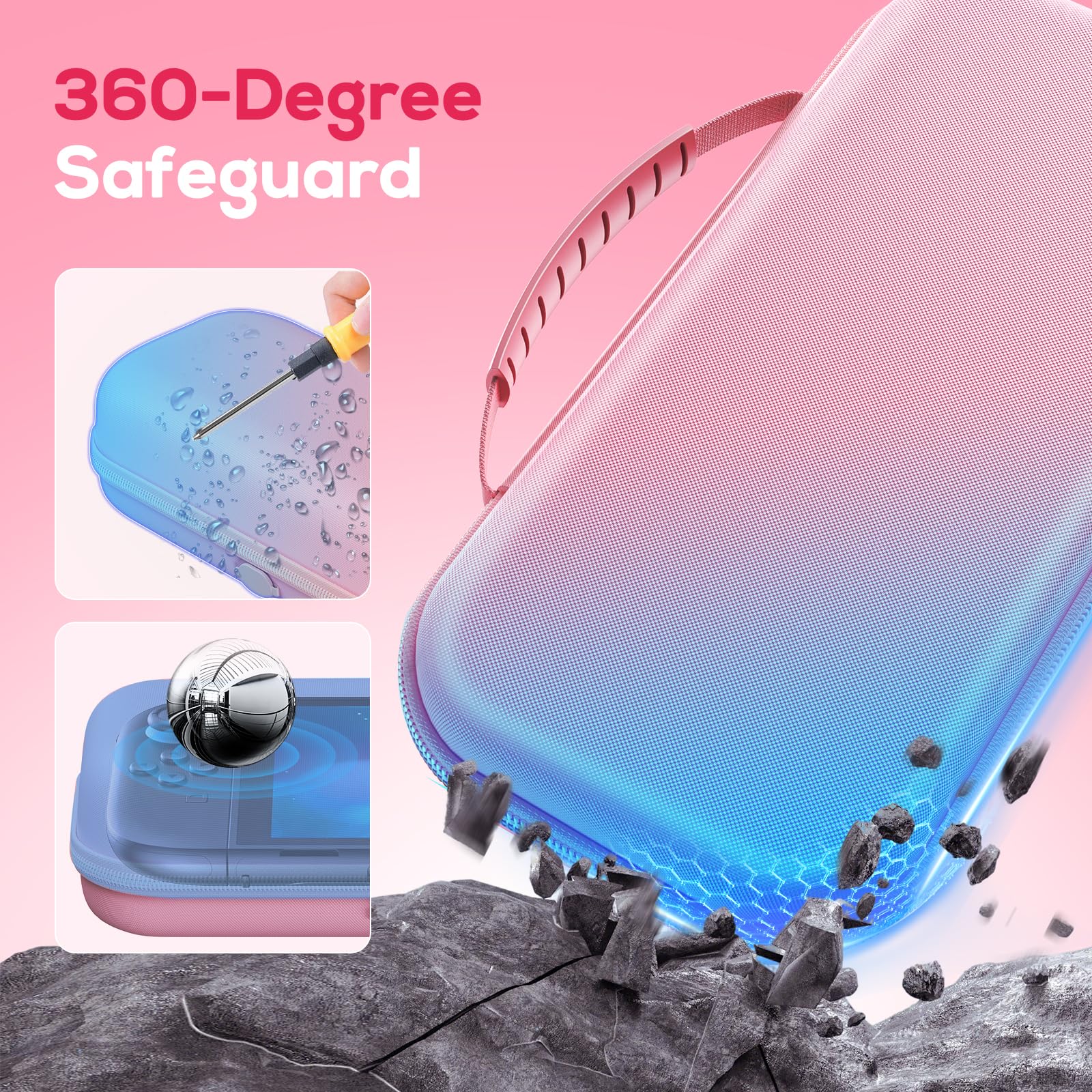 Auarte [Charge inside] Carrying Case for Nintendo Switch 2 2025 / Switch OLED / Switch with Adapter and for Joy Cons Storage, Travel Case for Switch 2 Console with 22 Game Card Storage