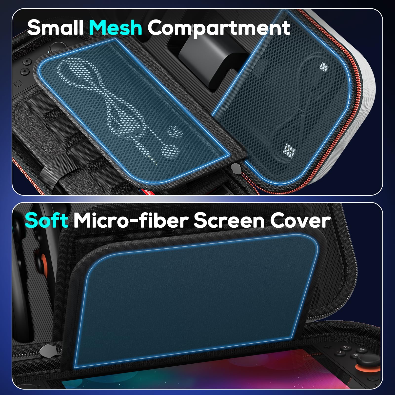 Auarte [Charge inside] Carrying Case for Nintendo Switch 2 2025 / Switch OLED / Switch with Adapter and for Joy Cons Storage, Travel Case for Switch 2 Console with 22 Game Card Storage