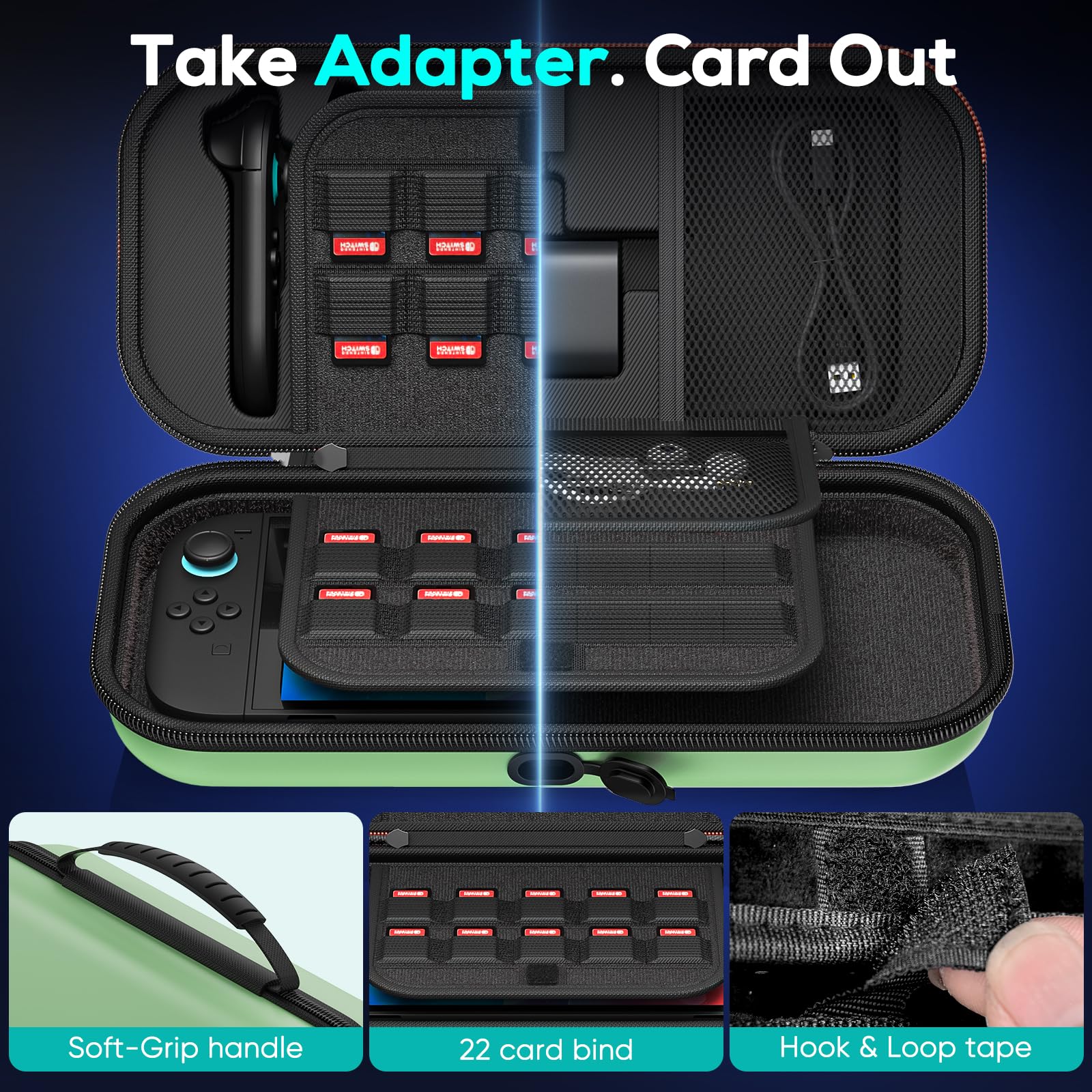 Auarte [Charge inside] Carrying Case for Nintendo Switch 2 2025 / Switch OLED / Switch with Adapter and for Joy Cons Storage, Travel Case for Switch 2 Console with 22 Game Card Storage