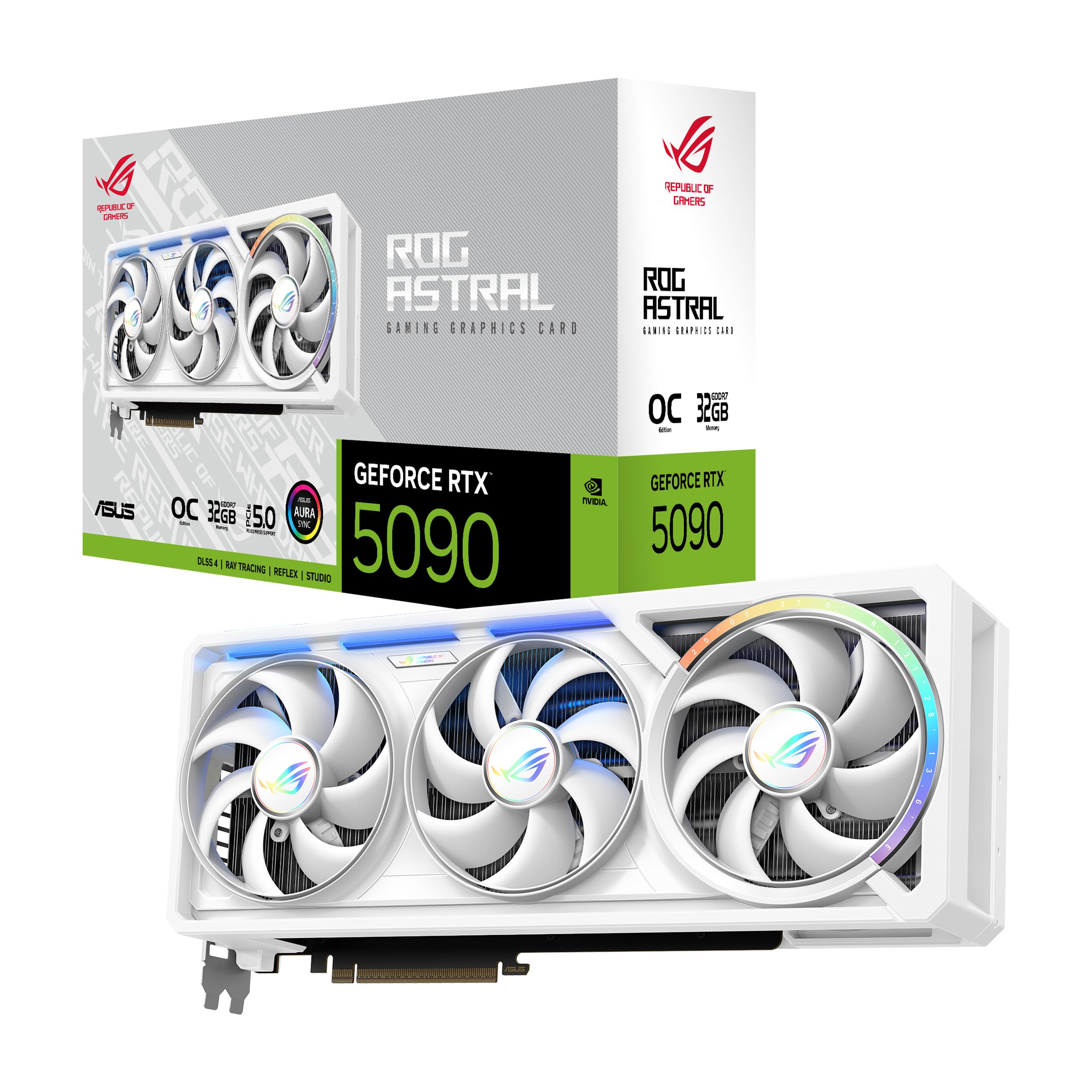 ASUS ROG Astral GeForce RTX™ 5090 OC Edition Graphics Card, NVIDIA (PCIe® 5.0, 32GB GDDR7, HDMI®/DP 2.1, 3.8-Slot, 4-Fan Design, Axial-tech Fans, Patented Vapor Chamber, Phase-Change GPU Thermal Pad)