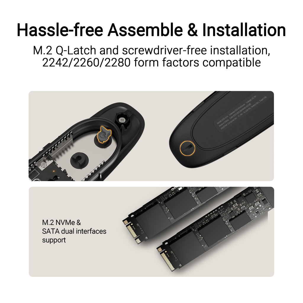 ASUS ROG Strix Arion White M.2 NVMe SSD Enclosure-USB3.2 Gen 2x1 Type-C (10Gbps), Dual USB-C to C & USB-C to A, Screwdriver-Free, Thermal Pads Included, Fits PCIe 2280/2260/2242/2230 M Key/B+M Key