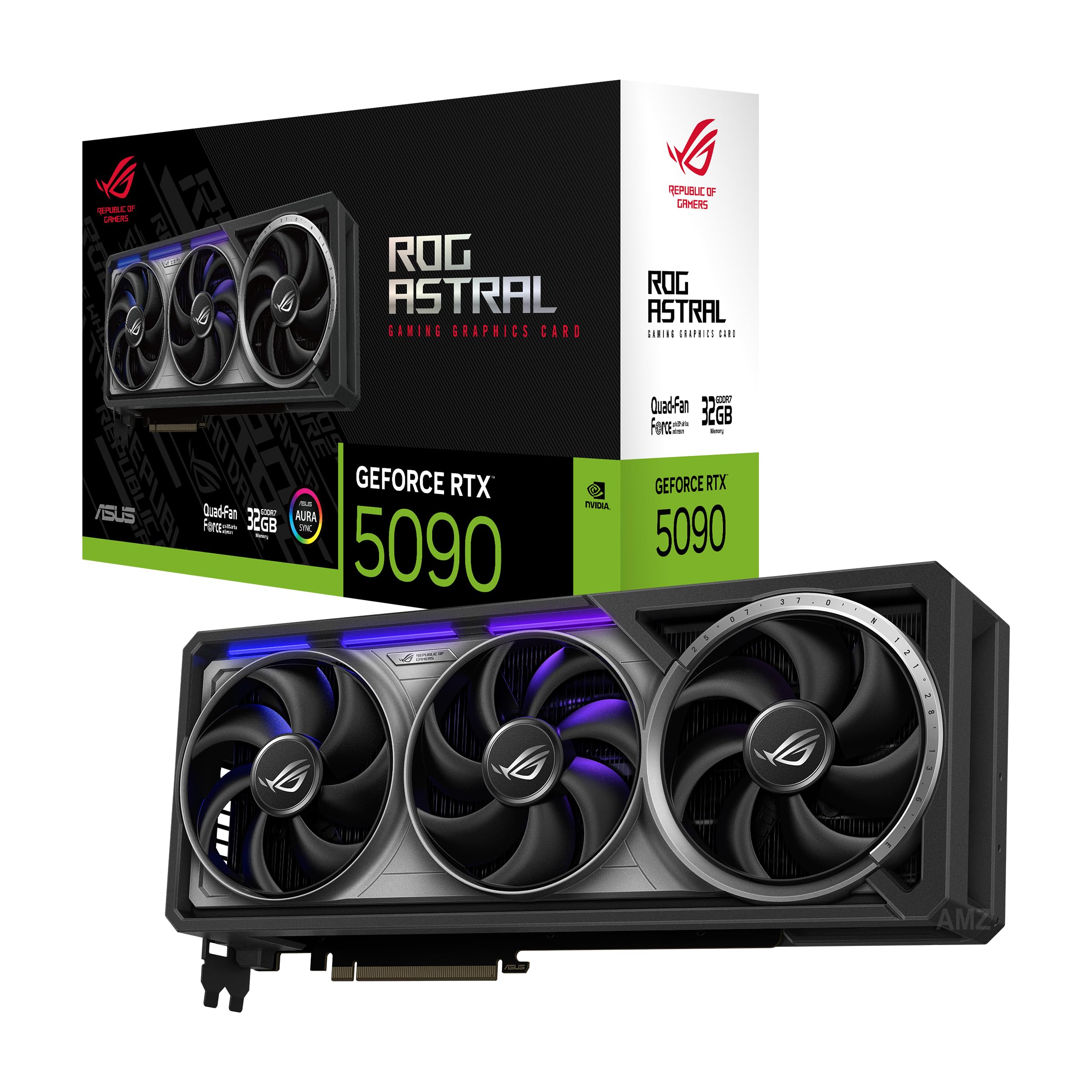 ASUS ROG Astral GeForce RTX™ 5090 OC Edition Graphics Card, NVIDIA (PCIe® 5.0, 32GB GDDR7, HDMI®/DP 2.1, 3.8-Slot, 4-Fan Design, Axial-tech Fans, Patented Vapor Chamber, Phase-Change GPU Thermal Pad)