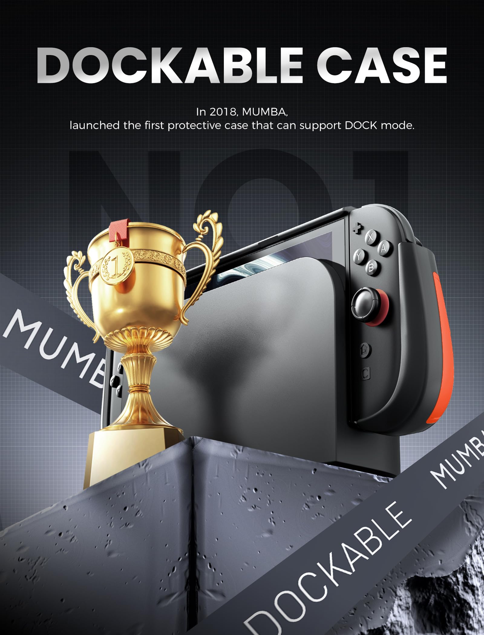 Mumba Dockable for Nintendo Switch 2 Case with Flip Stand, [Titan] Ergonomic Switch 2 Grip Protective Cover Holds 5 Game Cards & 2 TF Cards TPU Accessories and Quick-Release Joy-Con Design(Black) - Image #0